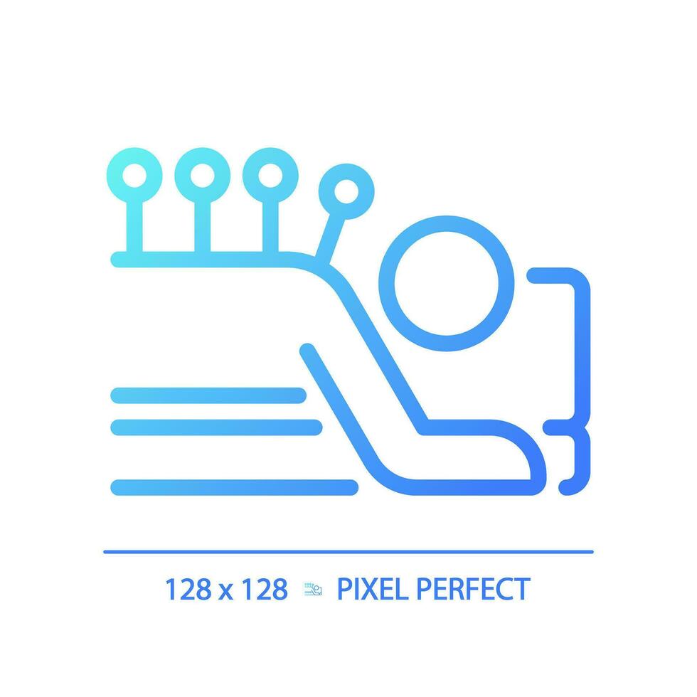 2D pixel perfect blue gradient acupuncture icon, isolated vector, thin line illustration. vector