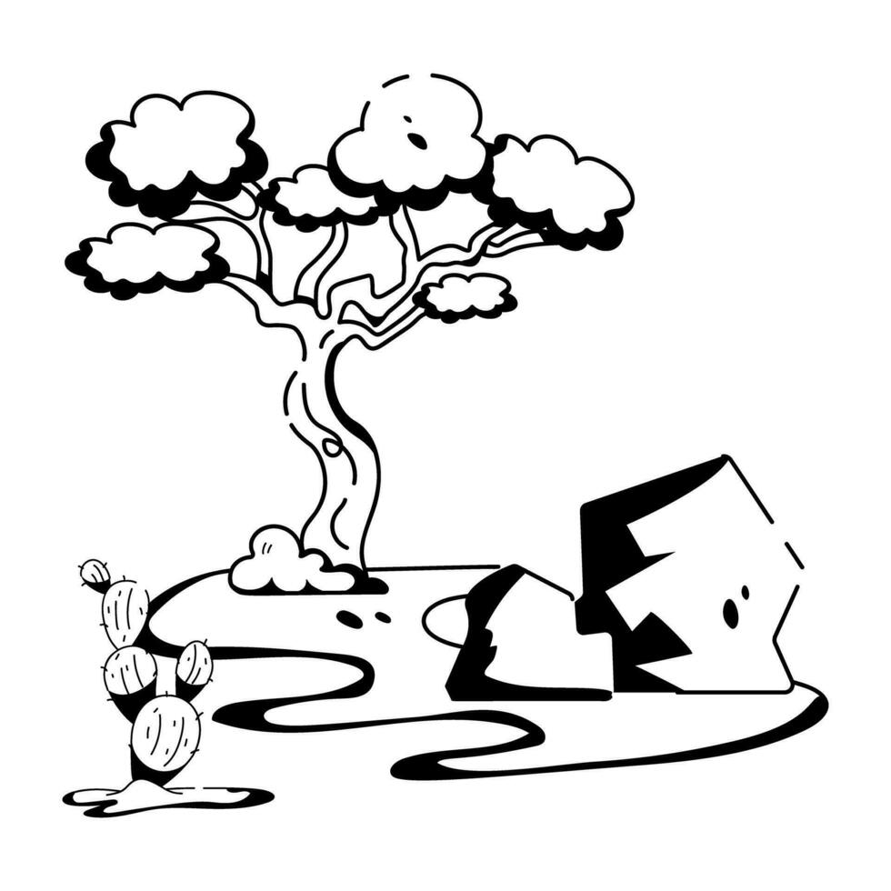 Trendy Desert Tree vector