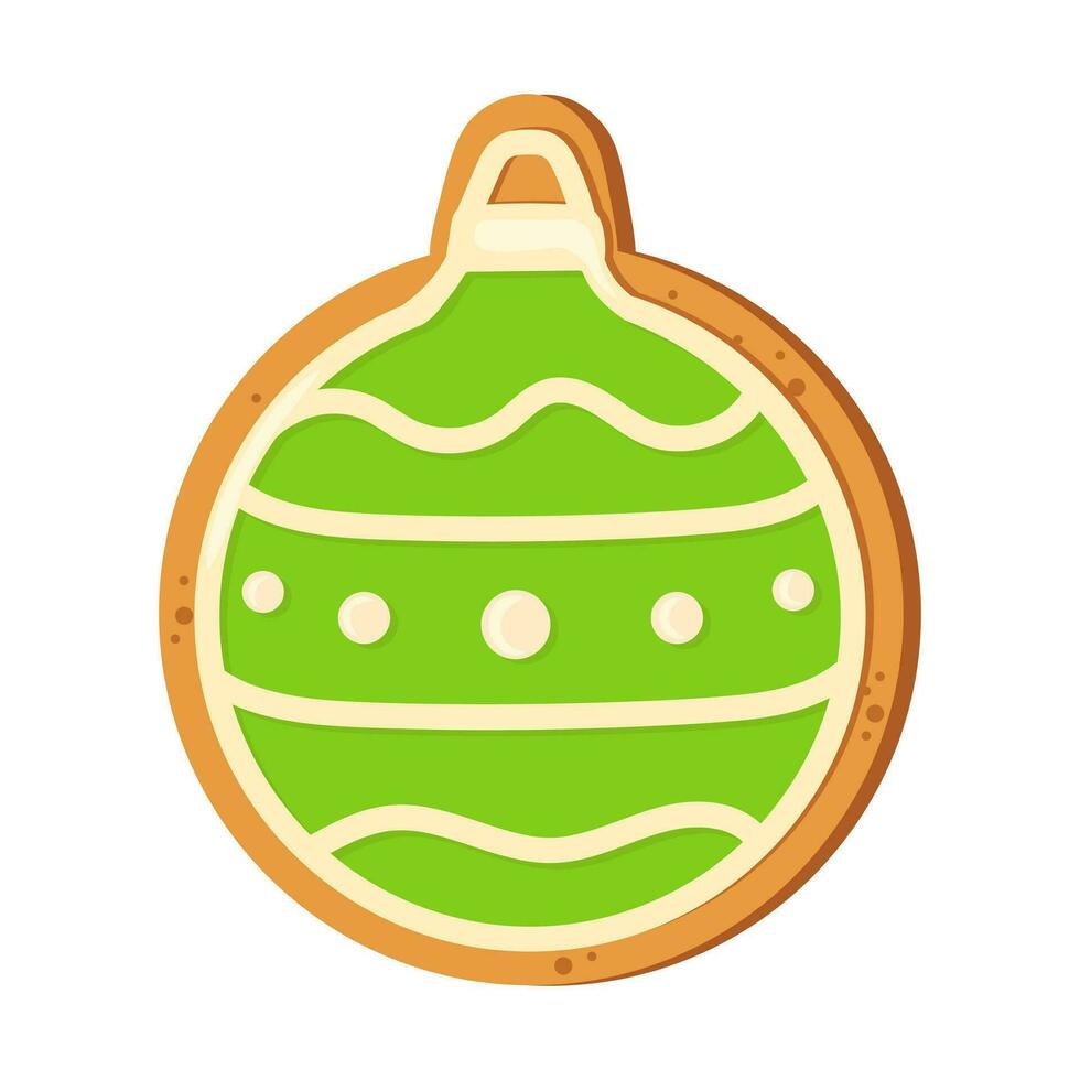 bola de Navidad aislado sobre fondo blanco. galleta de jengibre de navidad. comida de vacaciones de invierno. feliz año nuevo. feliz navidad vacaciones. ilustración vectorial vector