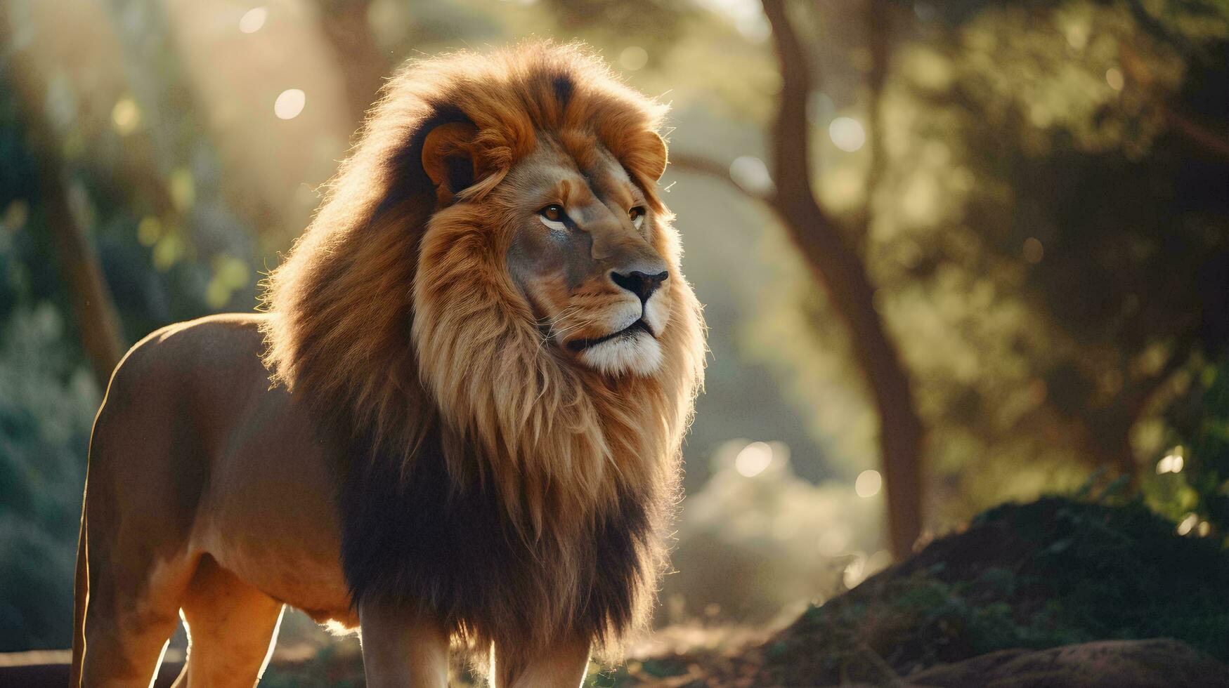a lion is standing in the grass  ai generative photo