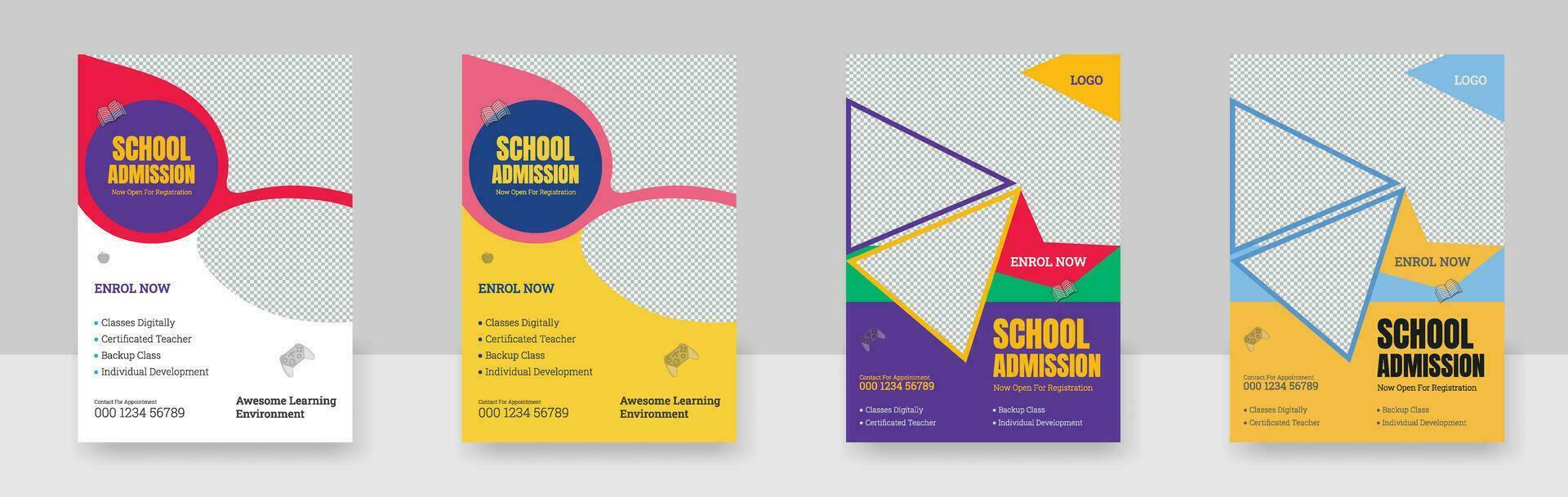 School admission kids education flyer template, Kids back to school education flyer vector