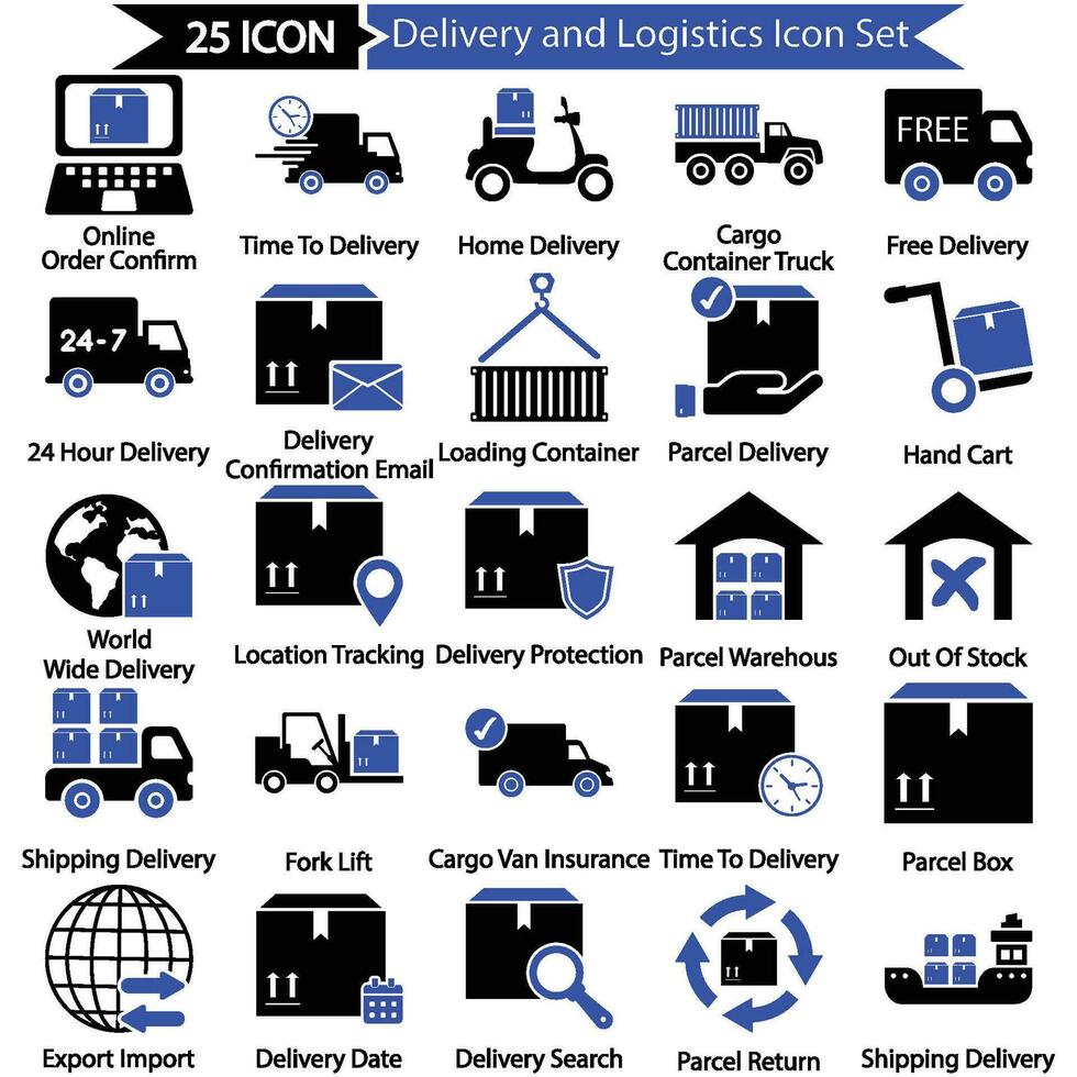 Delivery and Logistics Icon Set vector