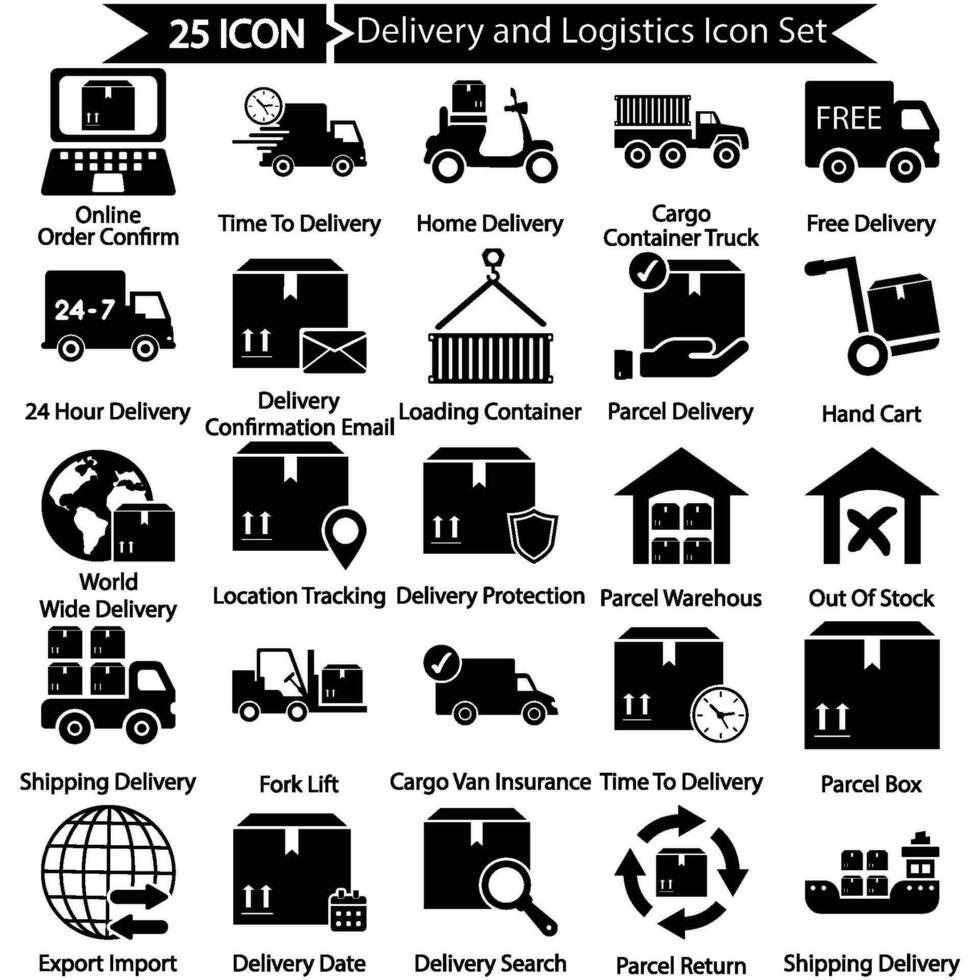 Delivery and Logistics Icon Set vector