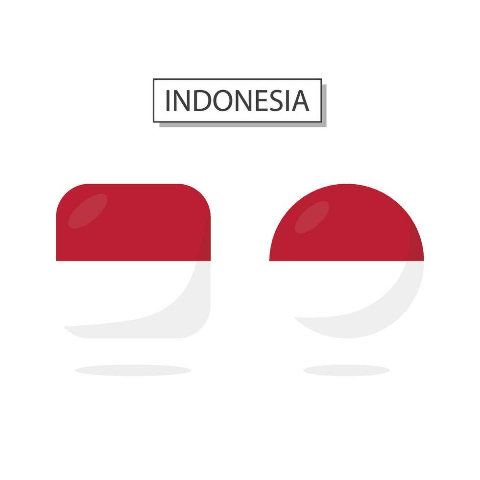 bandera de Indonesia 2 formas icono 3d dibujos animados estilo. vector