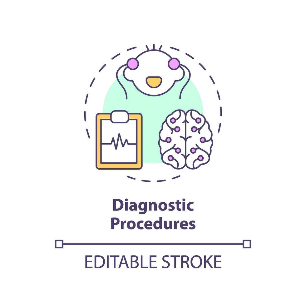 Diagnostic procedures concept icon. Pulmonary function test. Heart rhythm. Child health. Pediatric medicine abstract idea thin line illustration. Isolated outline drawing. Editable stroke vector