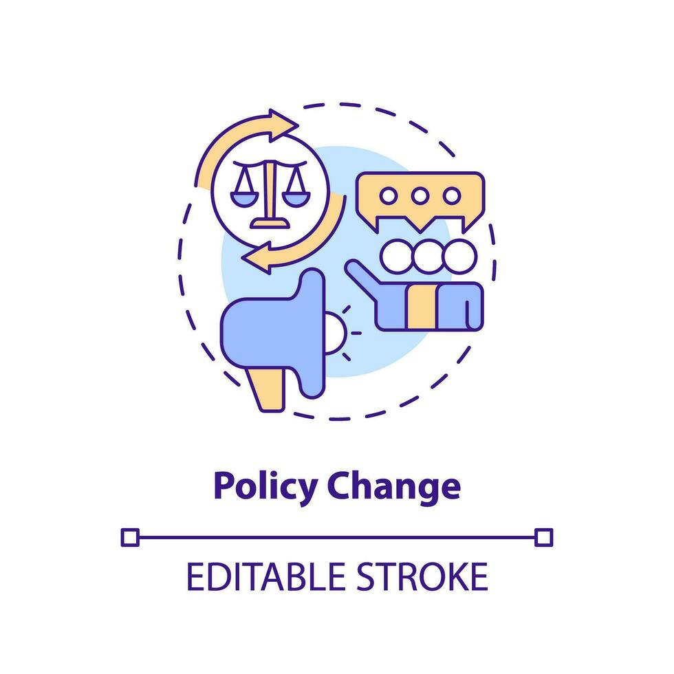 Editable policy change icon concept, isolated vector, lobbying government thin line illustration. vector