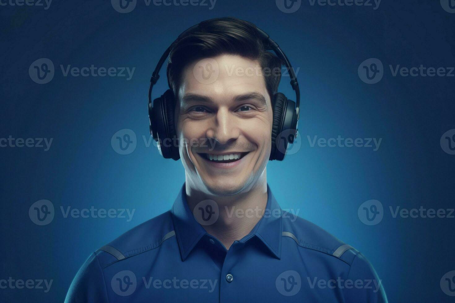 Smiling man working at customer service. Generate ai photo
