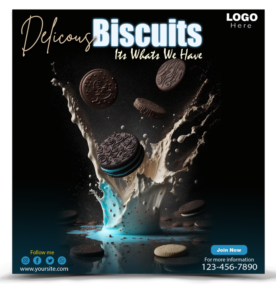 Delicious Biscuits Social media post template design. psd