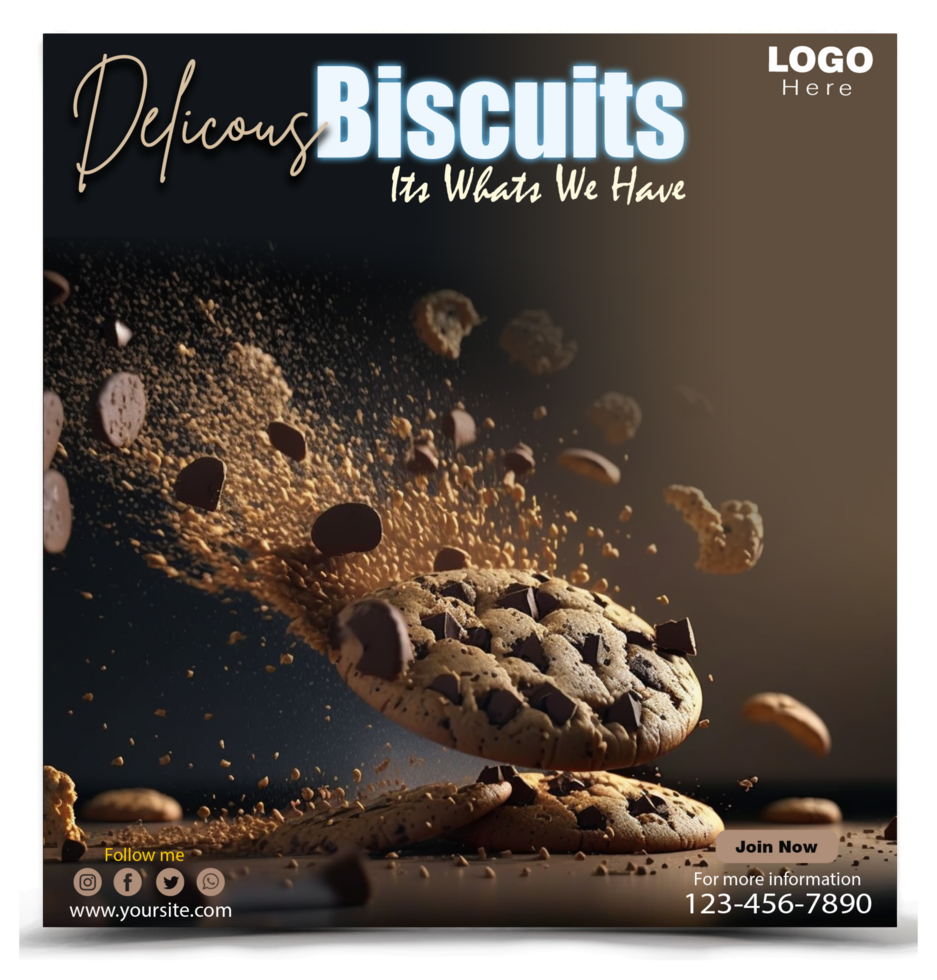 Delicious Biscuits Social media post template design. psd