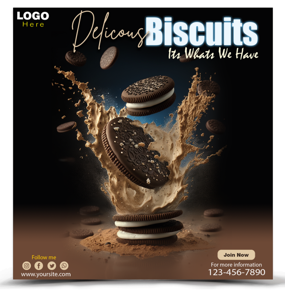 Delicious Biscuits Social media post template design. psd