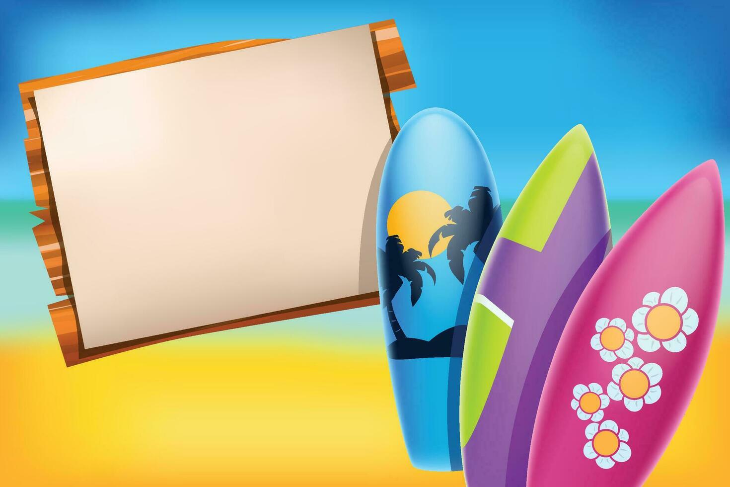 surf board beach vector