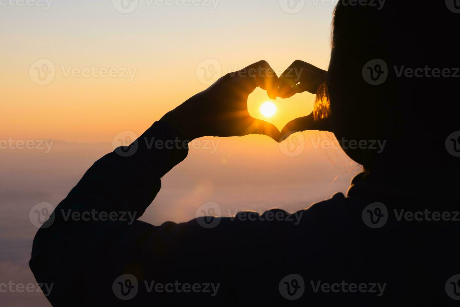 Silhouette of Human hands open palm up worship. Eucharist Therapy Bless God Helping Repent Catholic Easter Lent Mind Pray. Christian Religion concept background. fighting and victory for god. photo