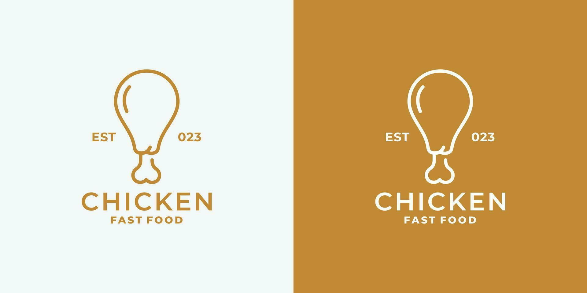 pollo pierna logo diseño vector