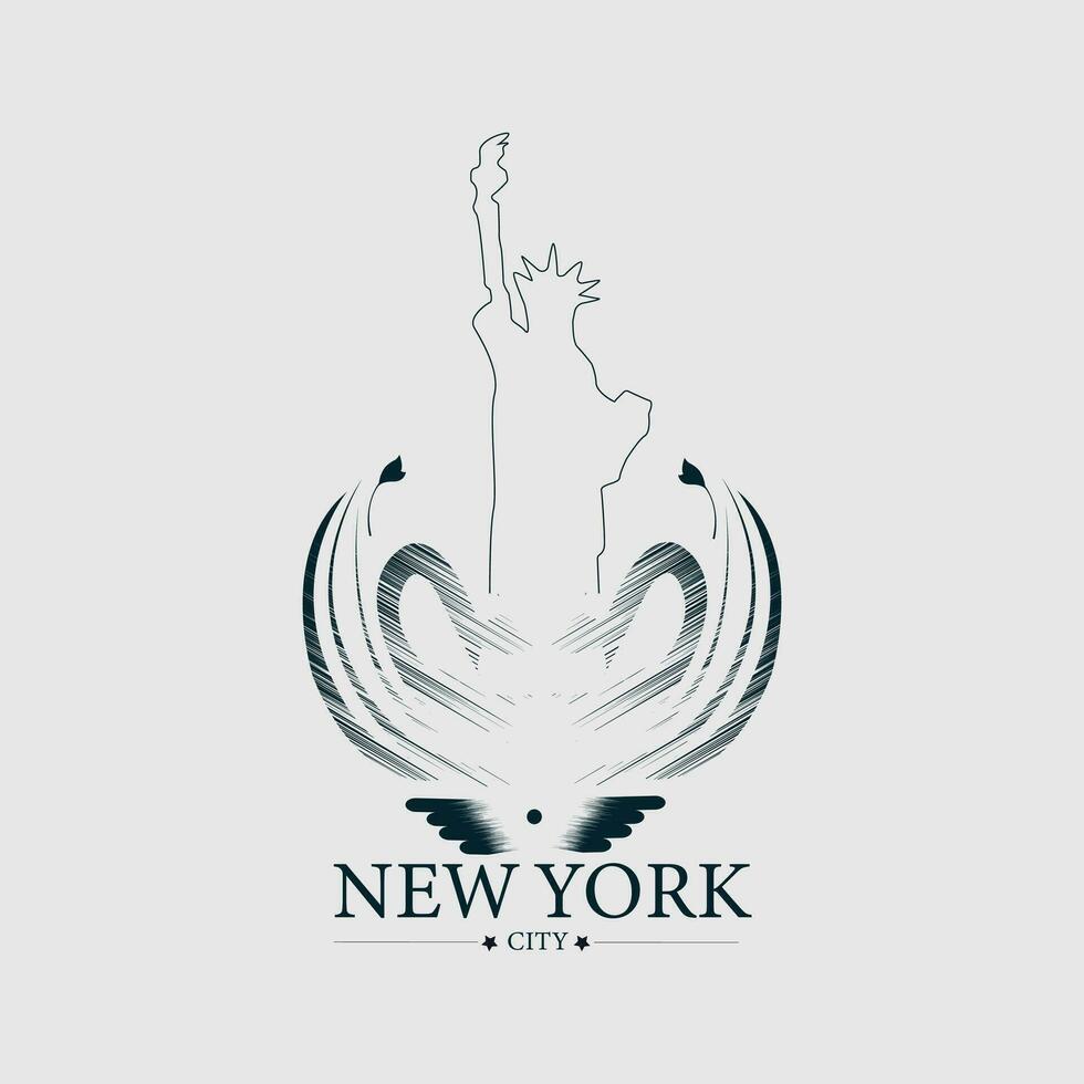 Vector designed skyline travel label, new york city.