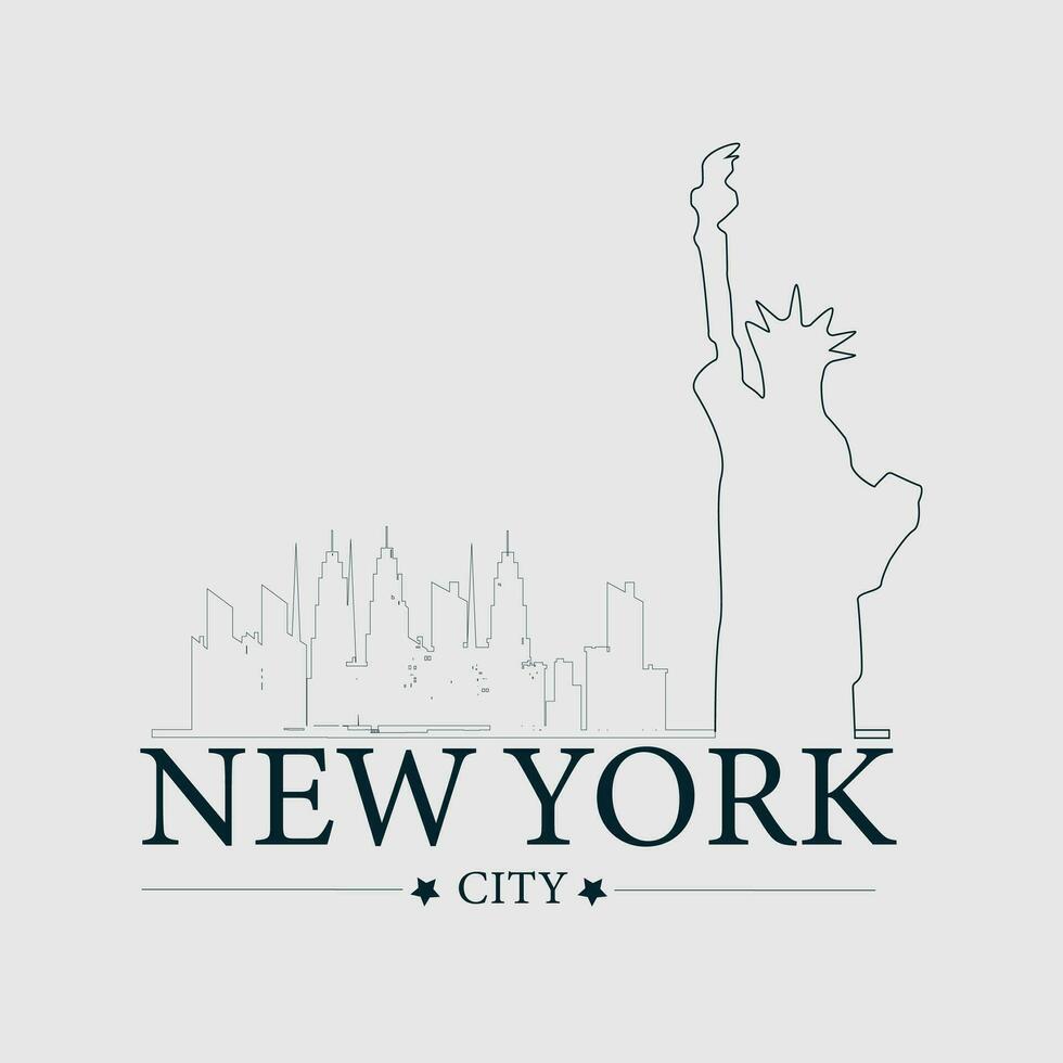 Vector designed skyline travel label, new york city.