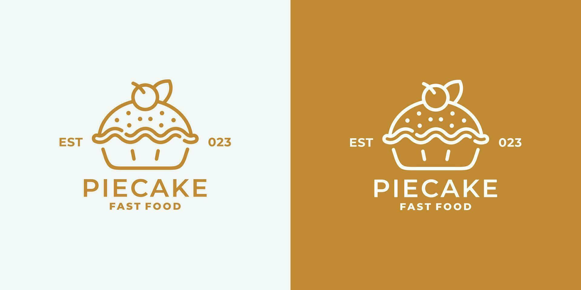 Pie cake logo design vector illustration