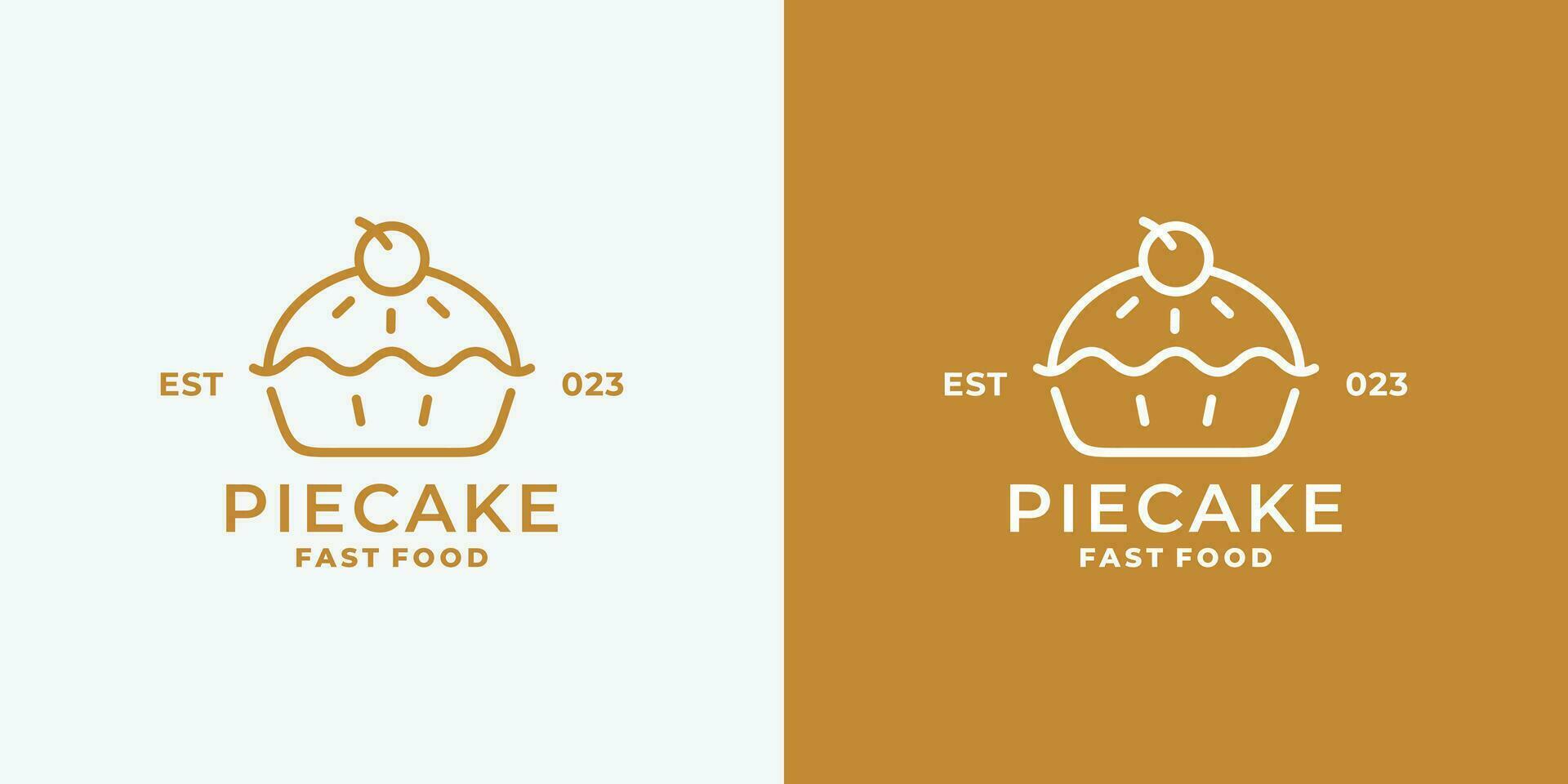 Pie cake logo design vector illustration