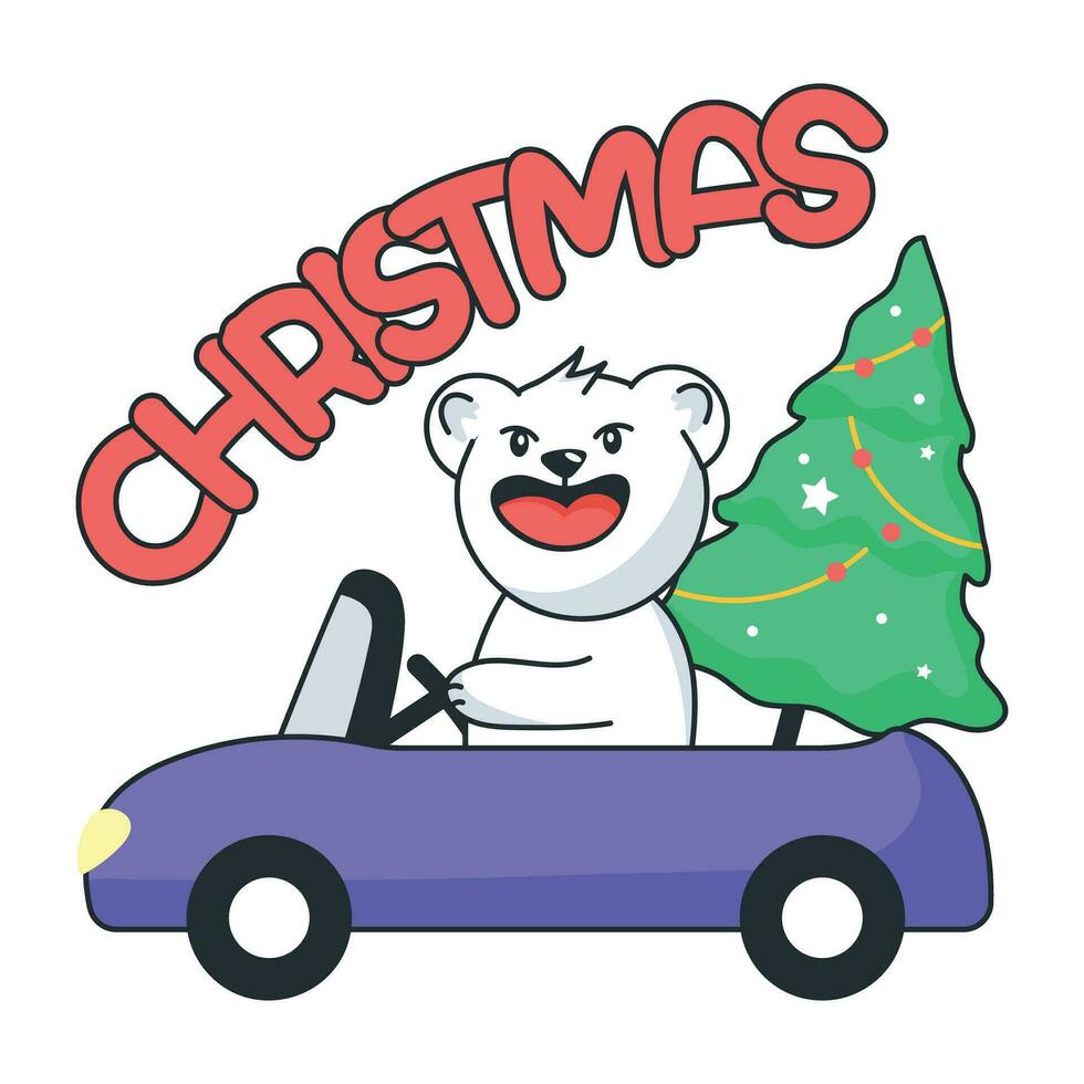 Trendy Driving Bear vector