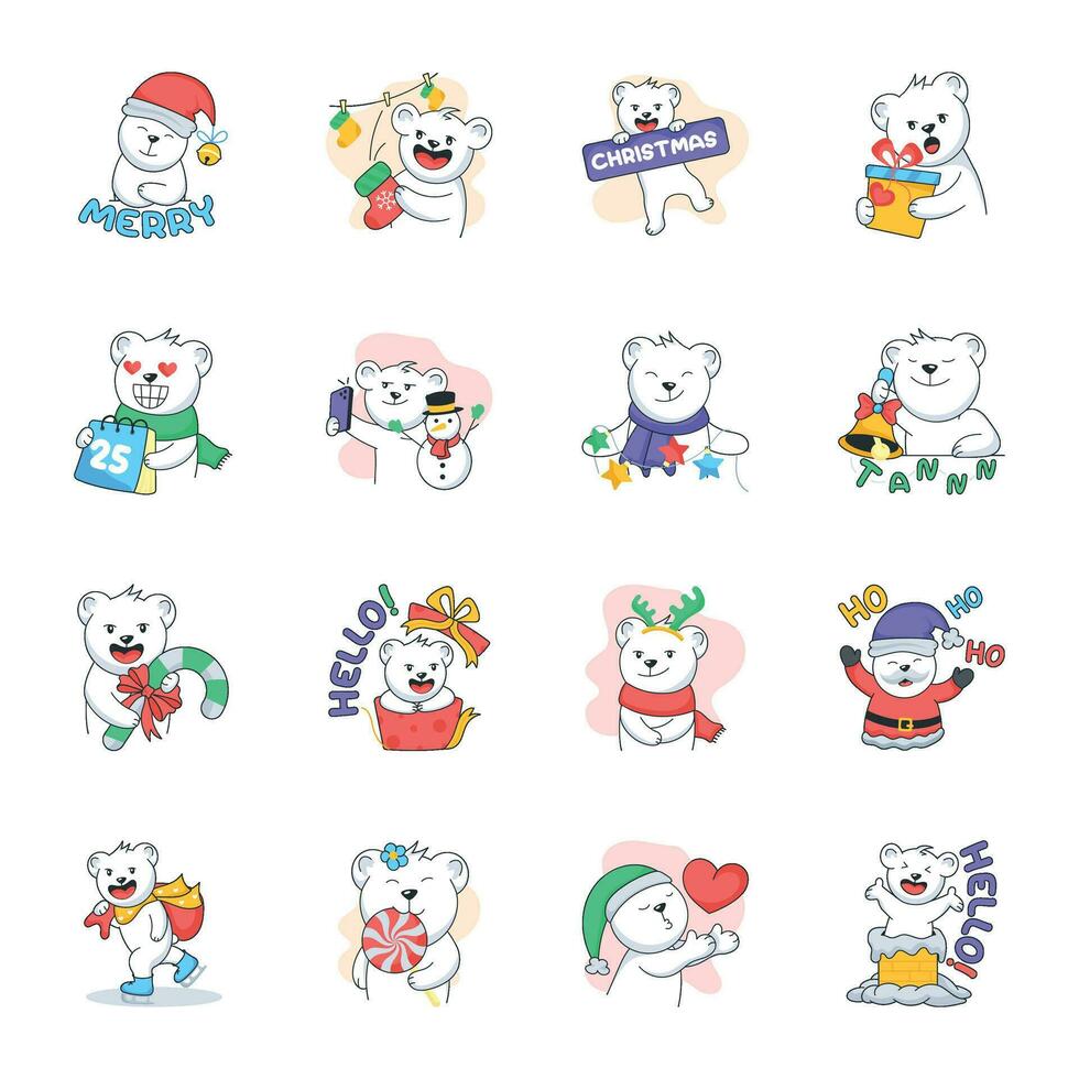 Set of Flat Christmas Stickers vector