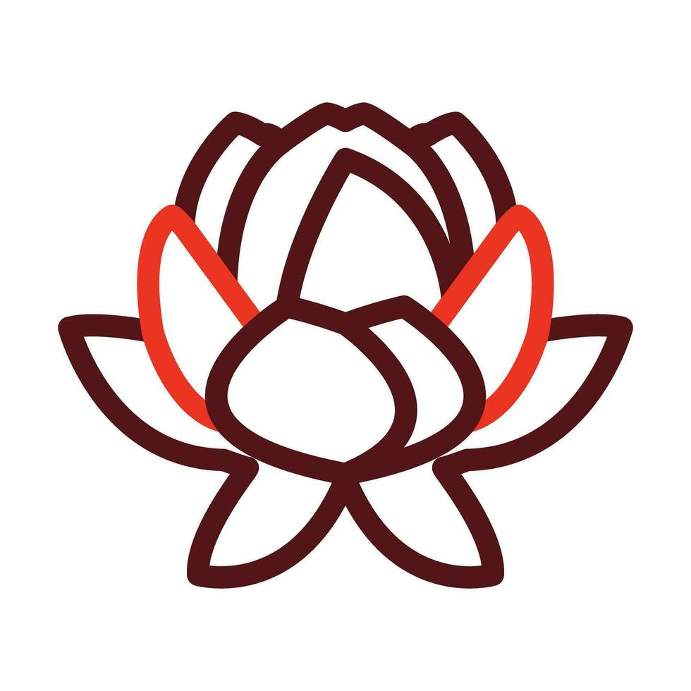 Lotus Flower Vector Thick Line Two Color Icons For Personal And Commercial Use.