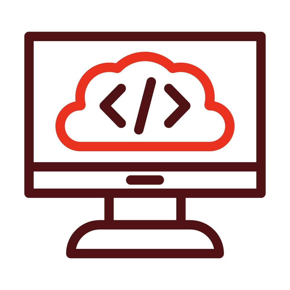Cloud Coding Vector Thick Line Two Color Icons For Personal And Commercial Use.
