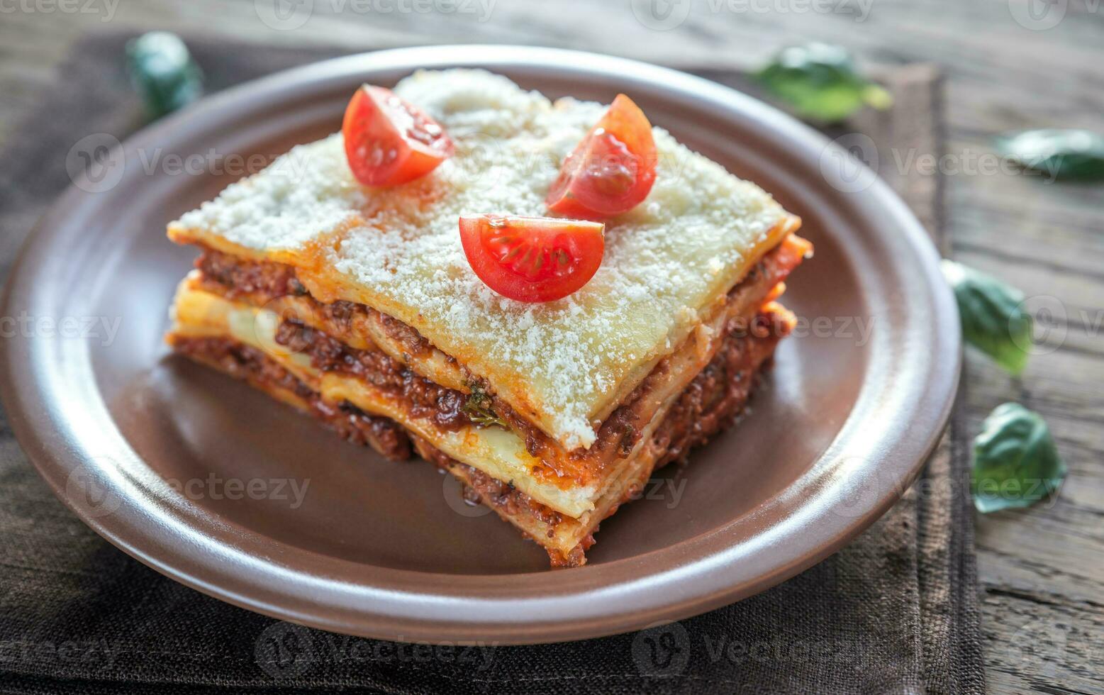 Lasagna with cherry tomatoes photo