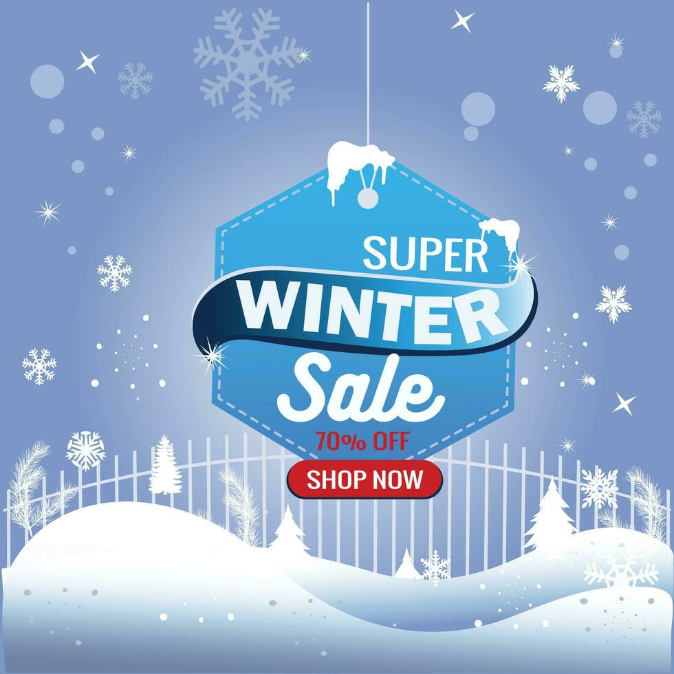 Free vector realistic background with winter super sale offer promo
