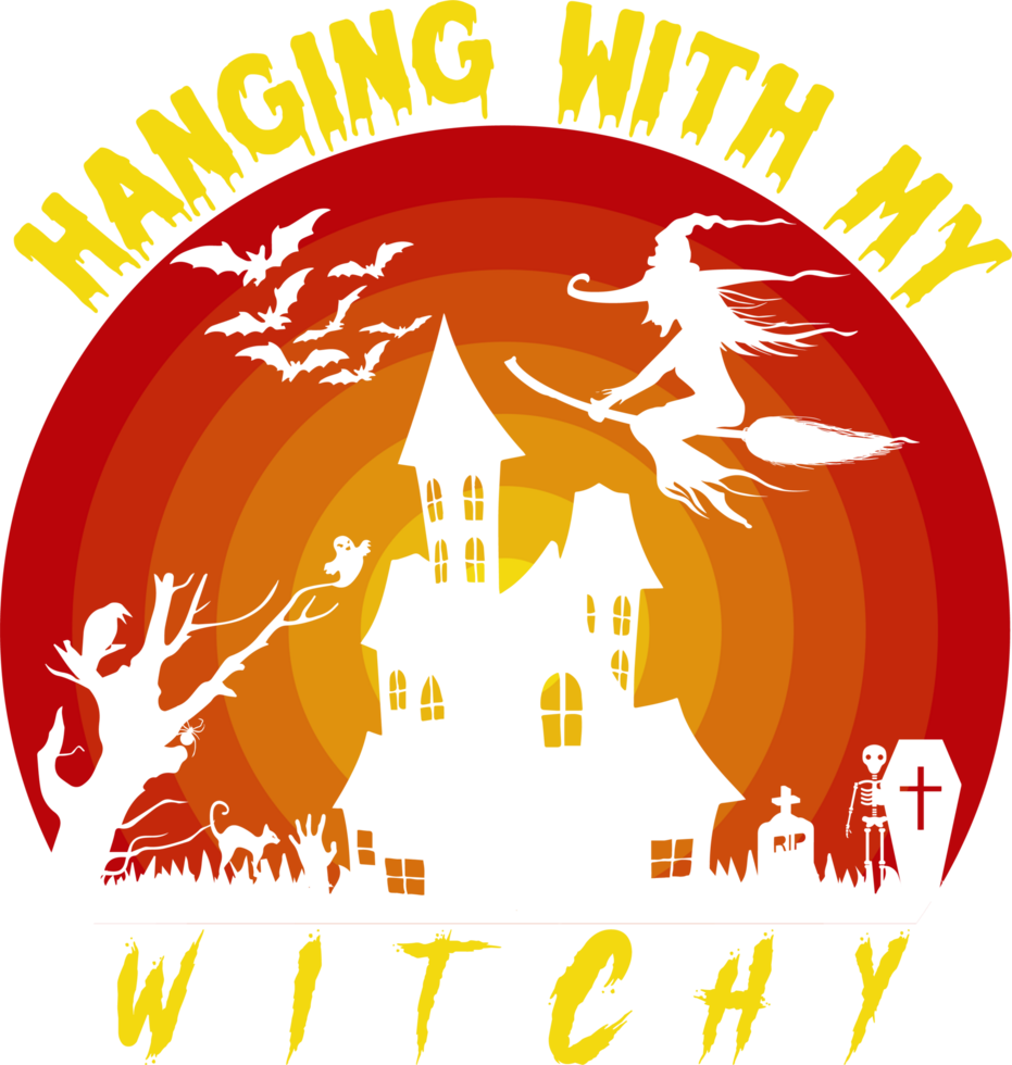 hängande med min trollhårig halloween tshirt design png