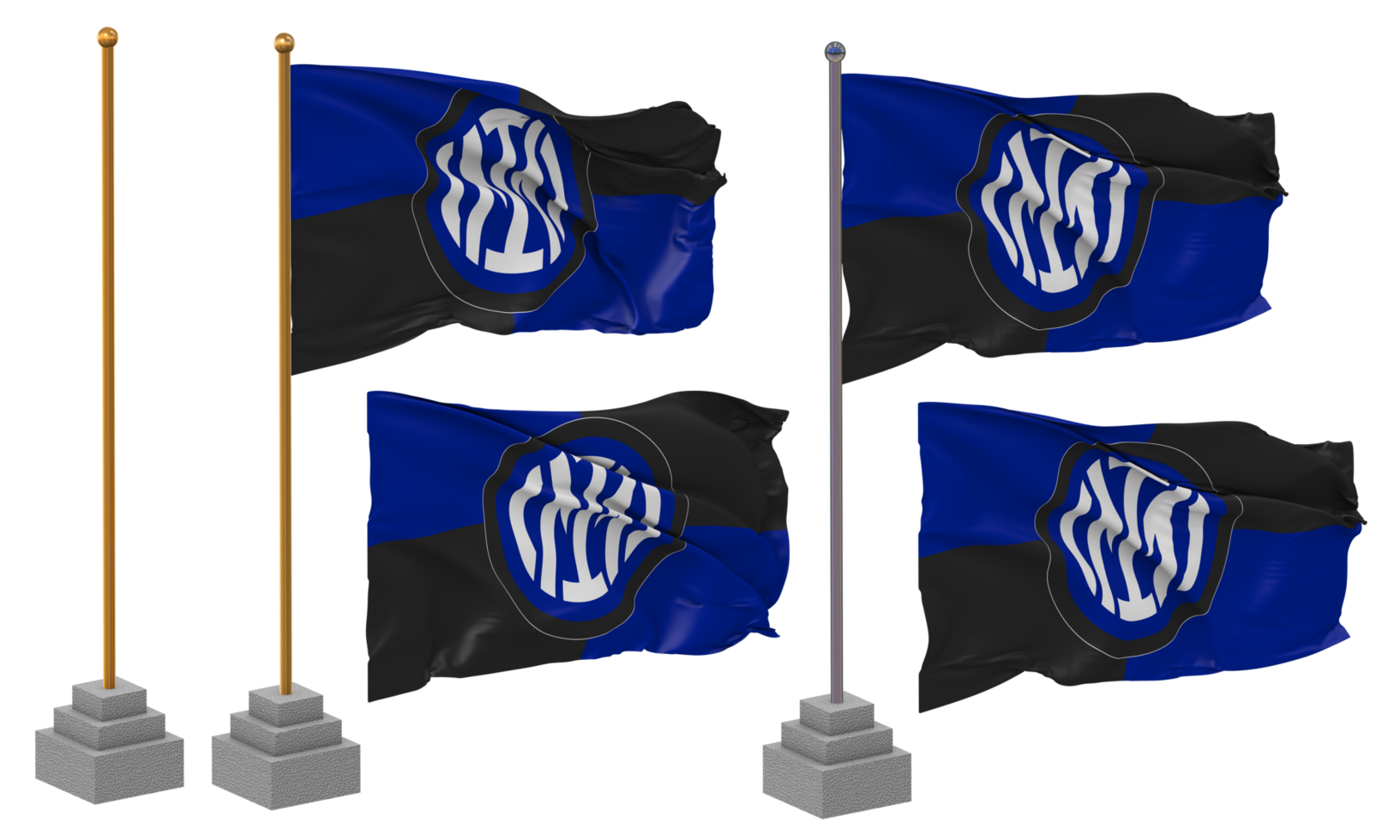 Football Club Internazionale Milano, Inter Milan Flag Waving Different  Style With Stand Pole Isolated, 3D Rendering 32064018 PNG