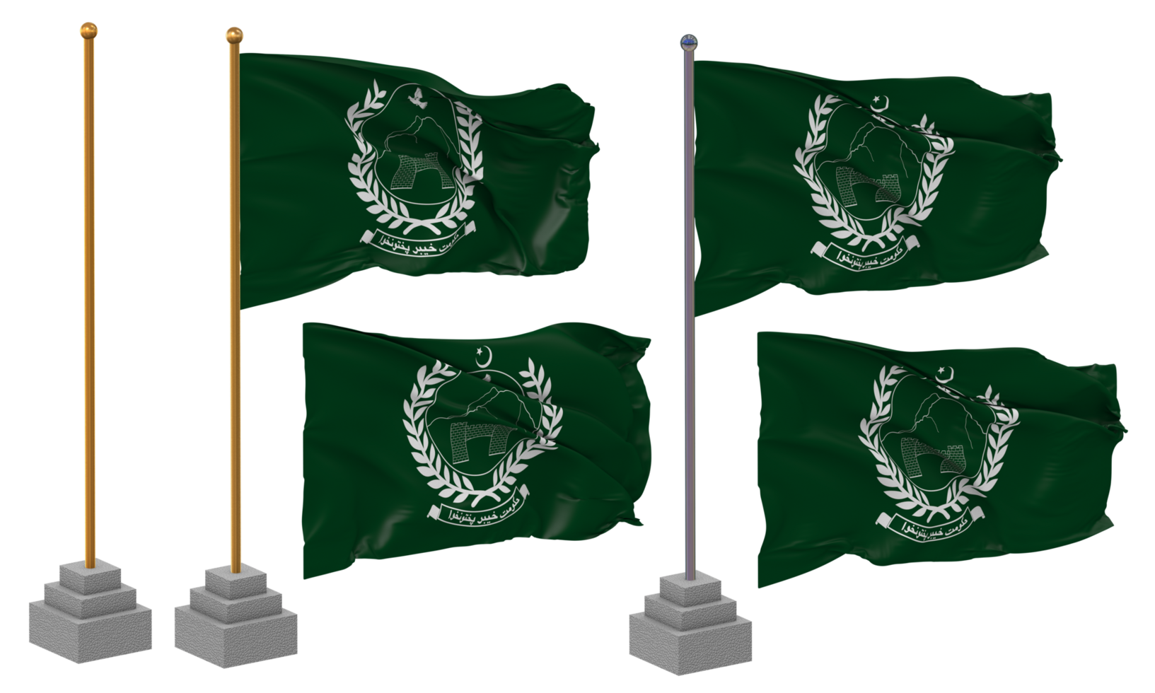 regering av khyber pakhtunkhwa, kpk flagga vinka annorlunda stil med stå Pol isolerat, 3d tolkning png