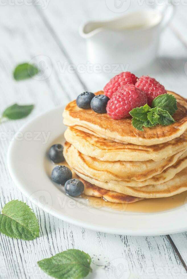 Pancakes with fresh berries photo