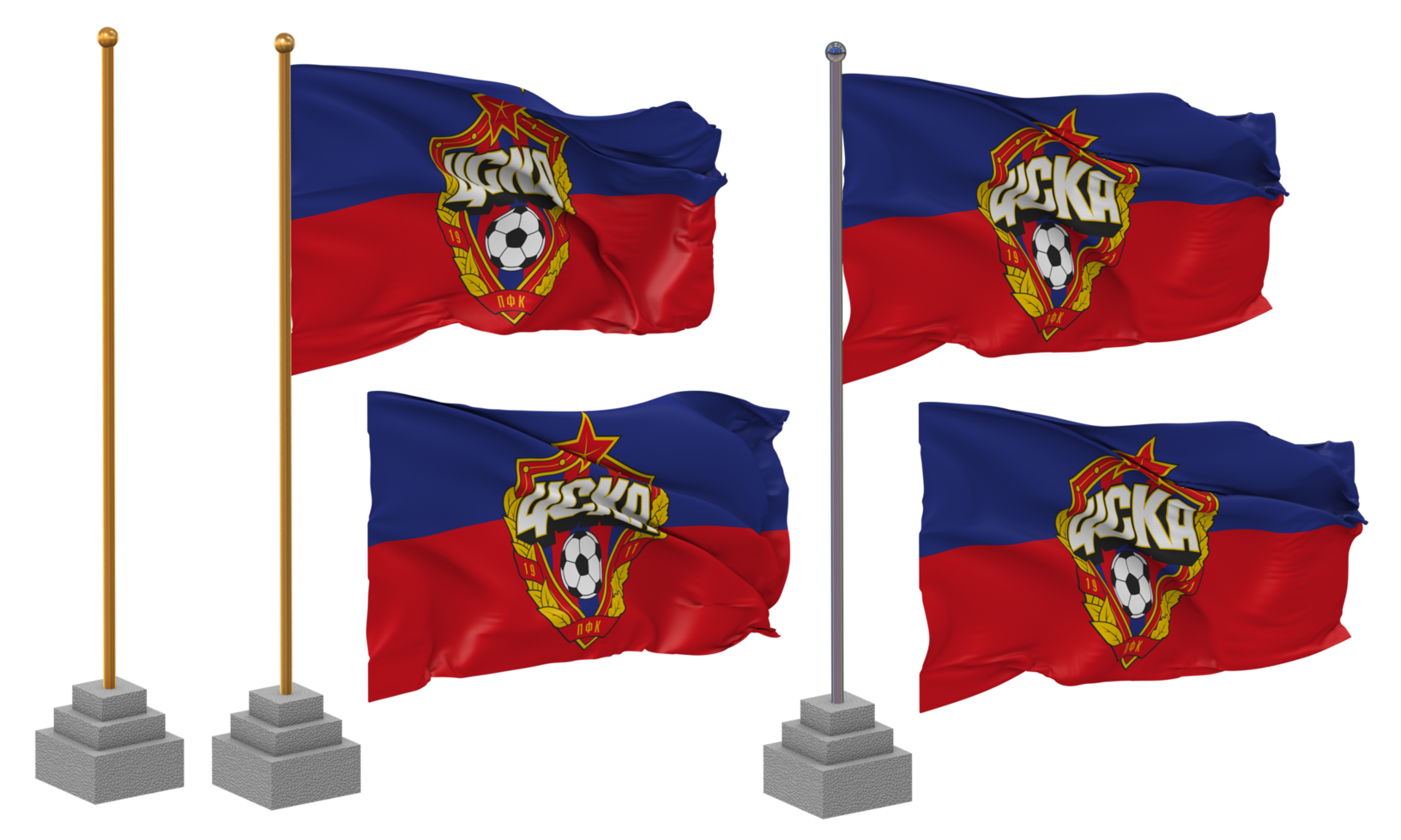 cska Mosca bandiera agitando diverso stile con In piedi polo isolato, 3d interpretazione png