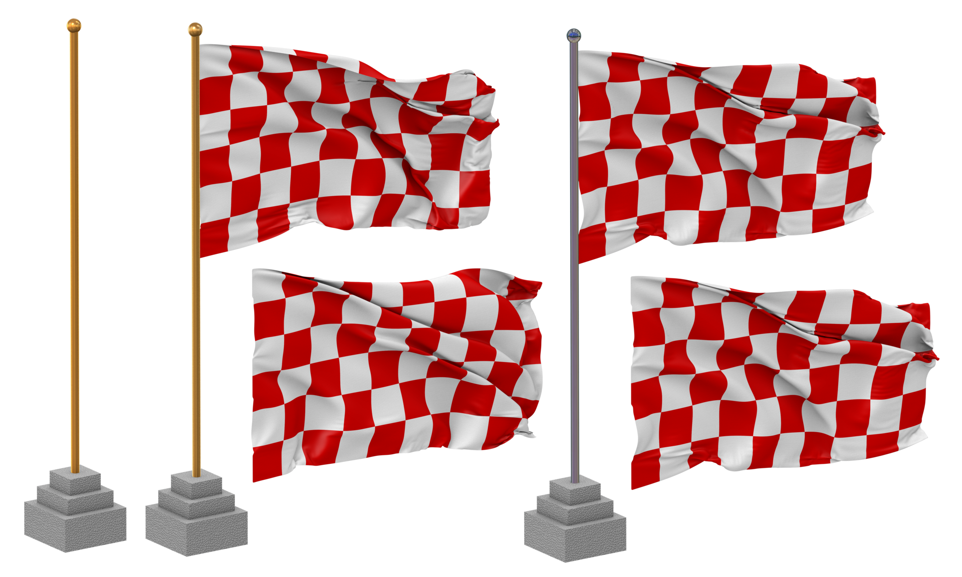 Racing Red and White Checkered Flag Waving Different Style With Stand