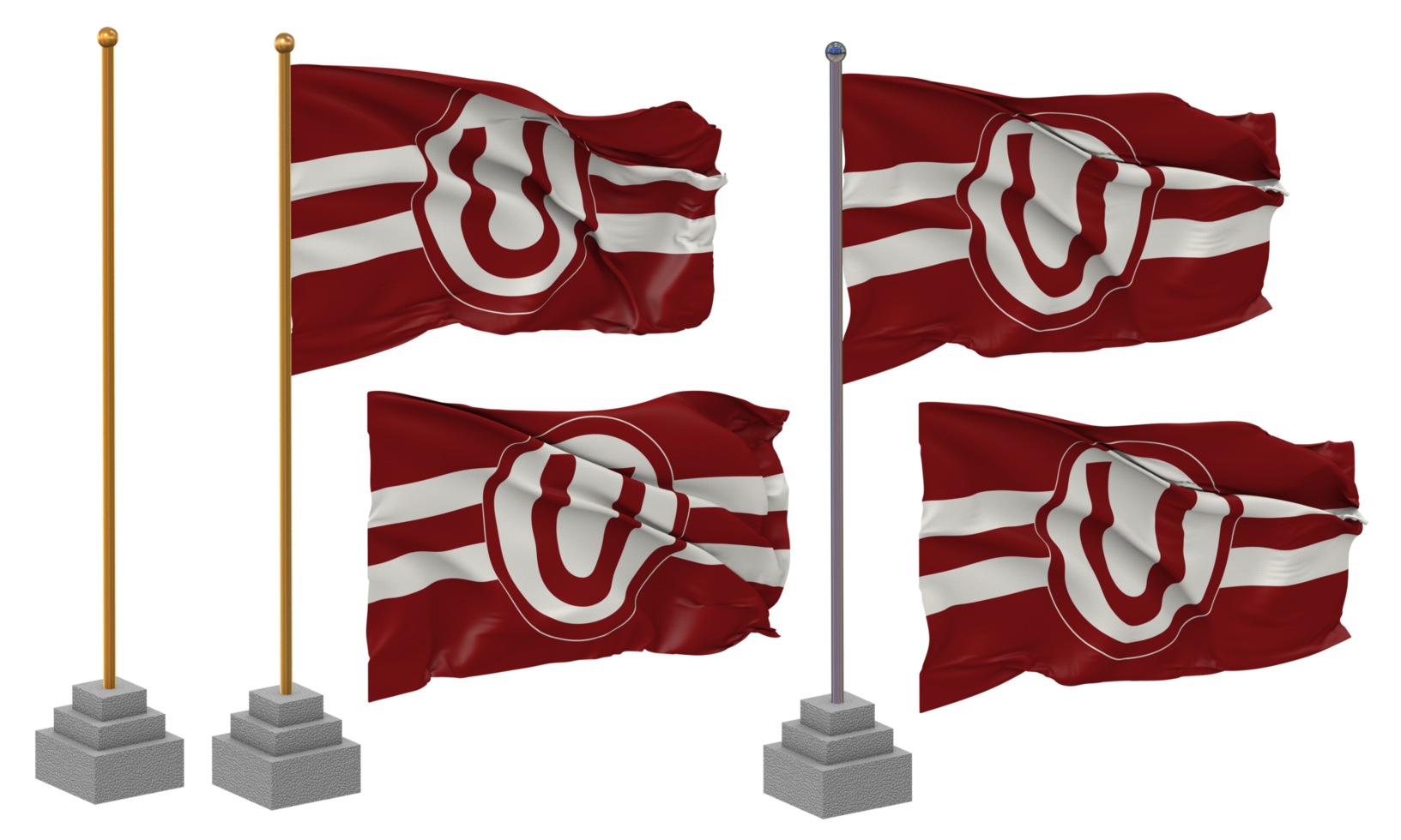 Club Universitario de Deportes Flag Waving Different Style With Stand Pole Isolated, 3D Rendering png