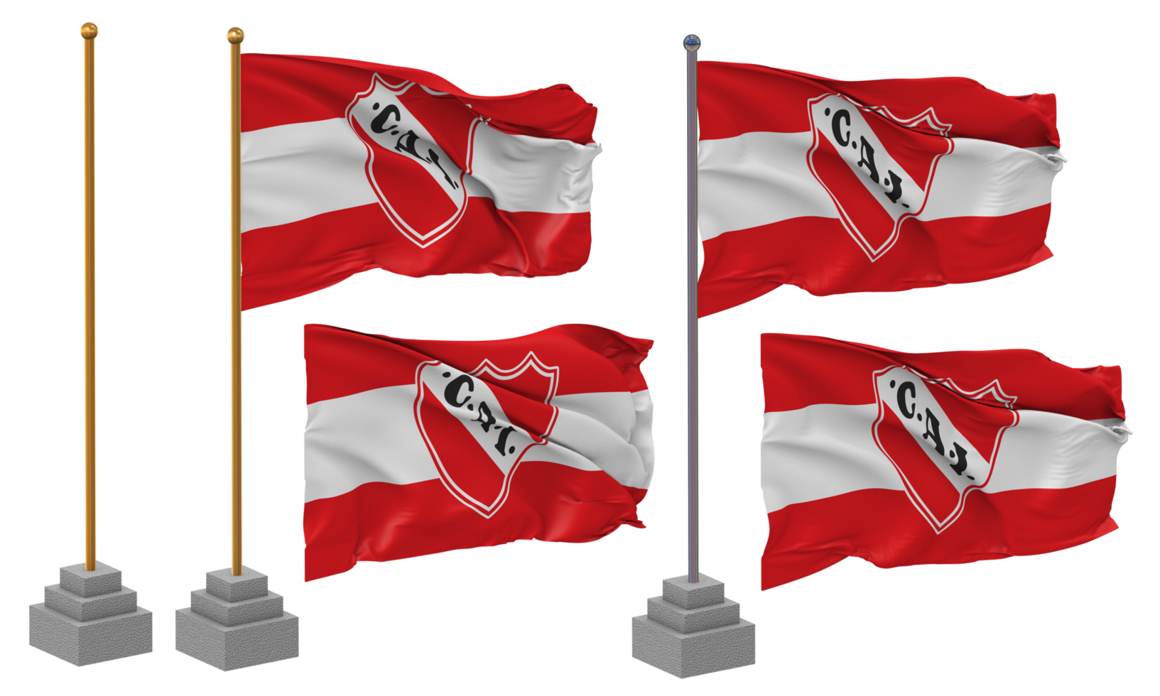 Club Atletico Independiente Pinned Flag from Corners, Isolated with  Different Waving Variations, 3D Rendering 24798009 PNG