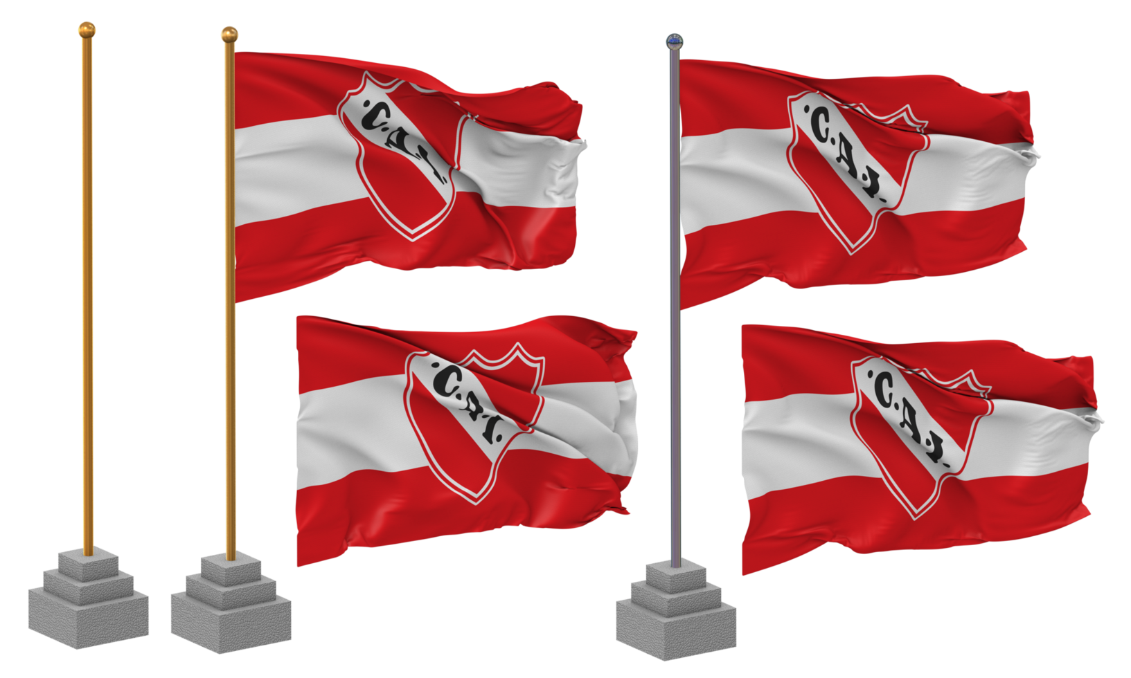 Club Atletico Independiente Pinned Flag from Corners, Isolated with  Different Waving Variations, 3D Rendering 24798009 PNG