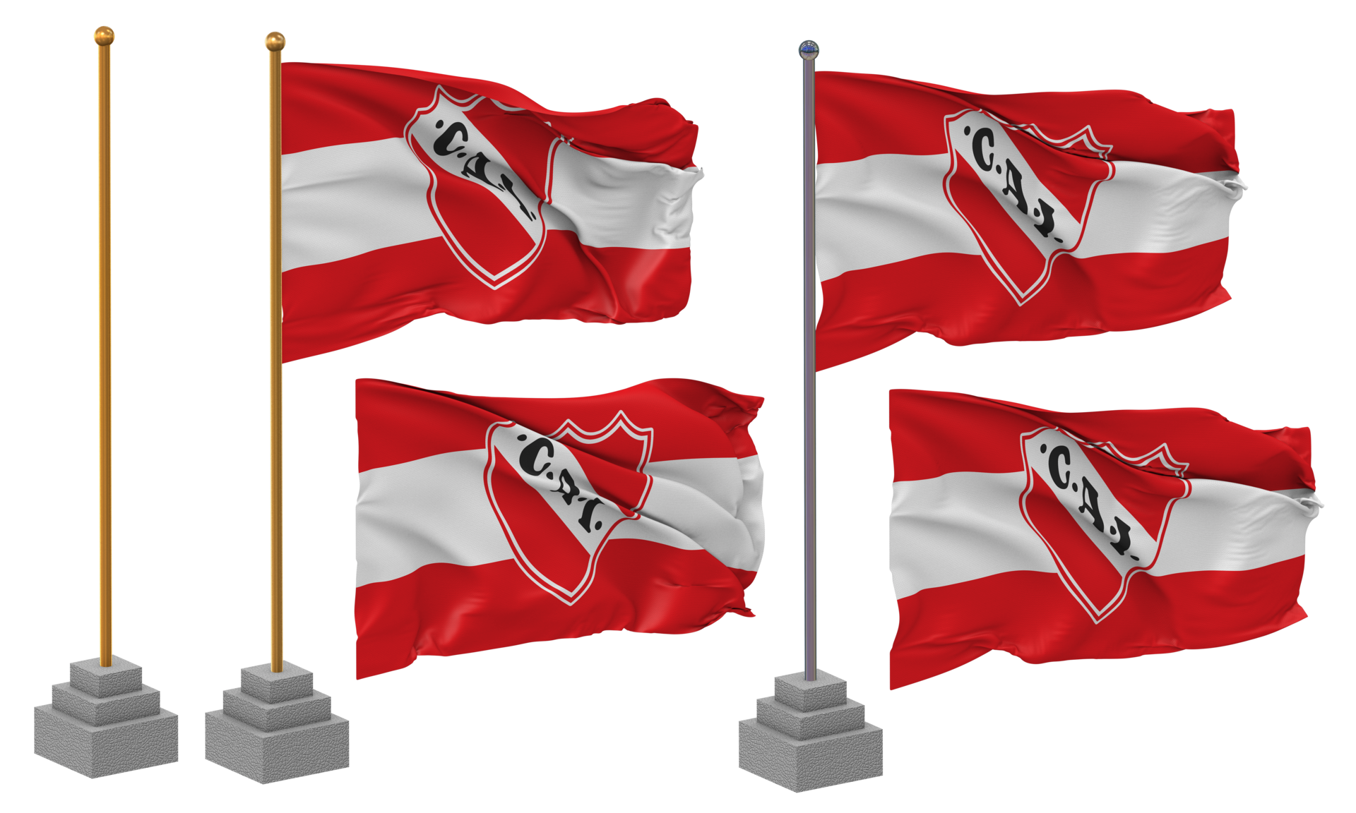 Club Atletico Independiente Flag Seamless Looped Waving with Pole