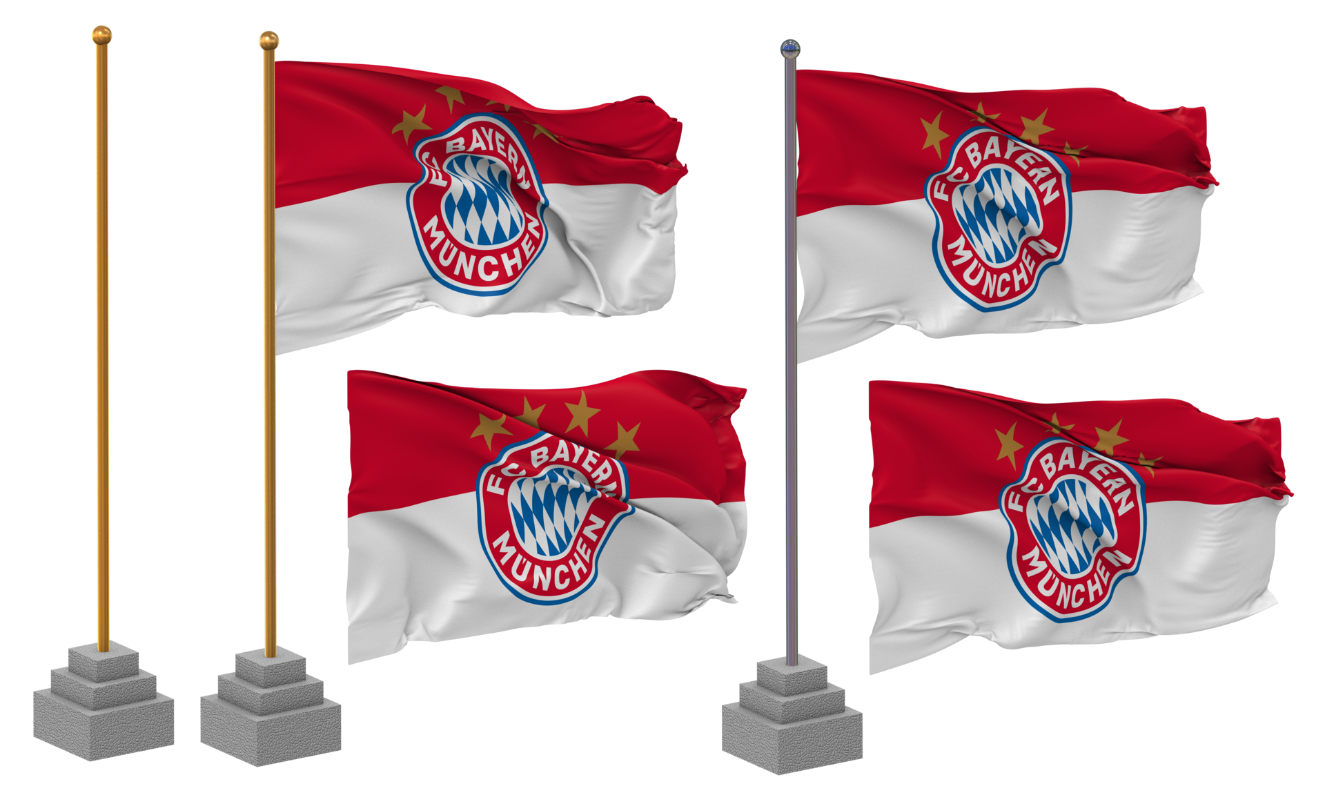 FC Bayern Munich flag is waving on transparent background. Close