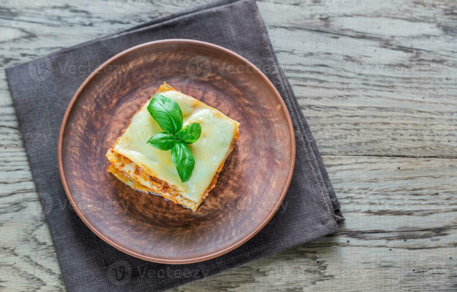 Portion of classic lasagne photo
