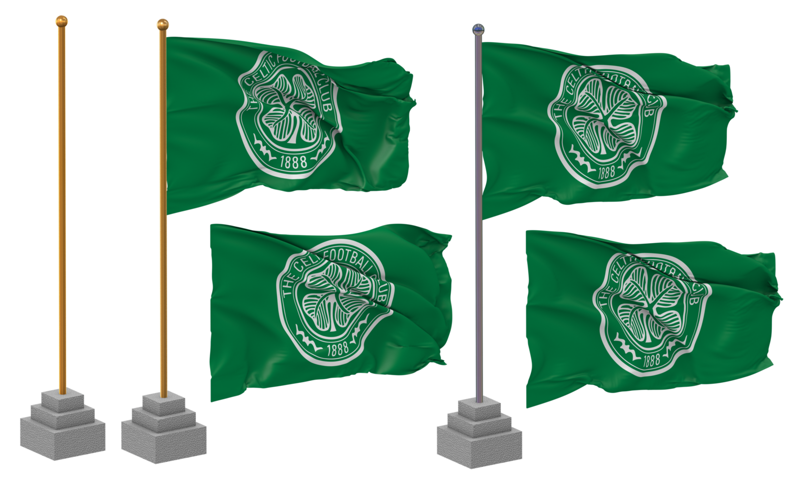 The Celtic Football Club Flag Waving Different Style With Stand Pole