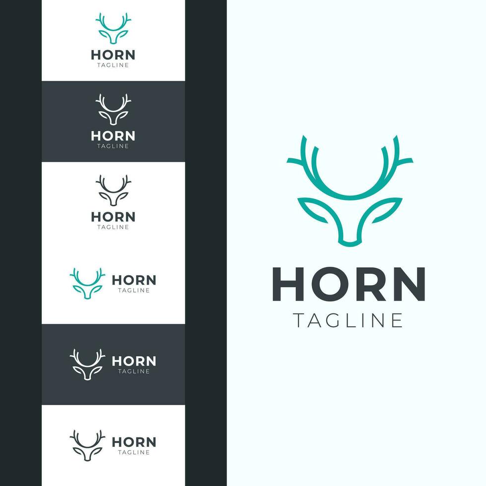 Minimal Horn Logo Template, New Vector Unique Logo Template. Animal Logo