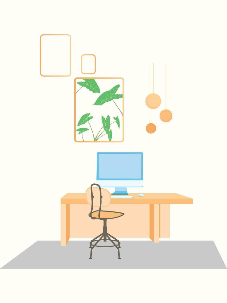 Computer desk Illustration, New Vector Illustration