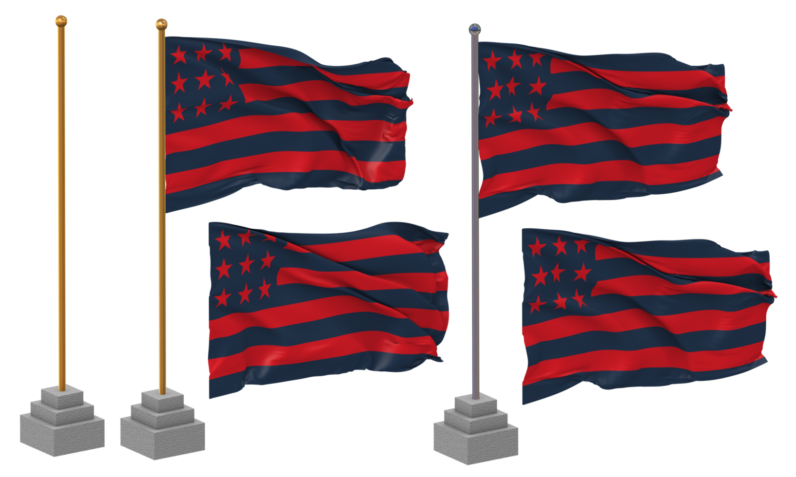 Club Atletico San Lorenzo de Almagro, San Lorenzo de Almagro Flag Waving Different Style With Stand Pole Isolated, 3D Rendering png