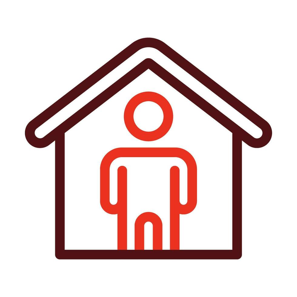 Stay At Home Vector Thick Line Two Color Icons For Personal And Commercial Use.