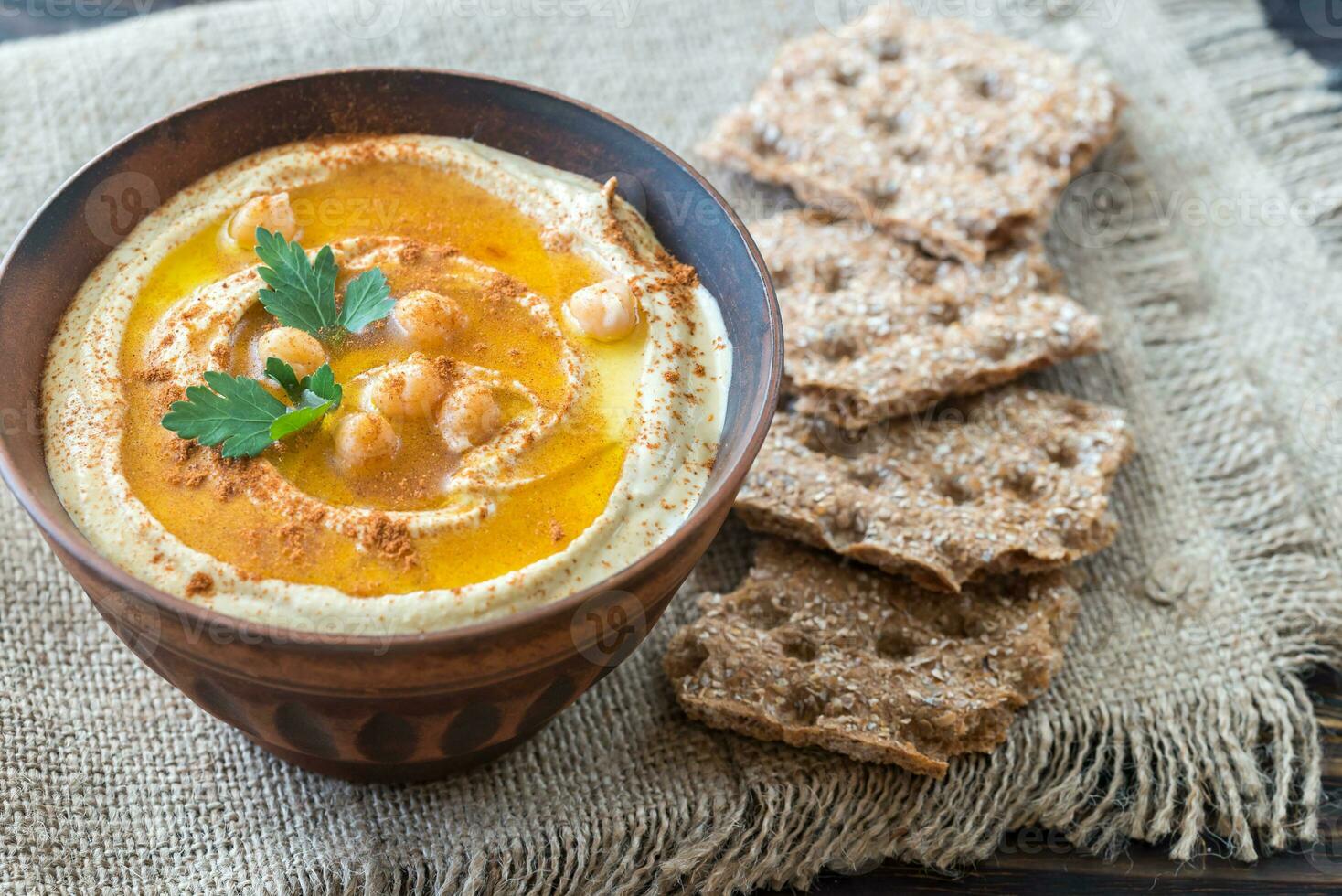 Bowl of hummus photo