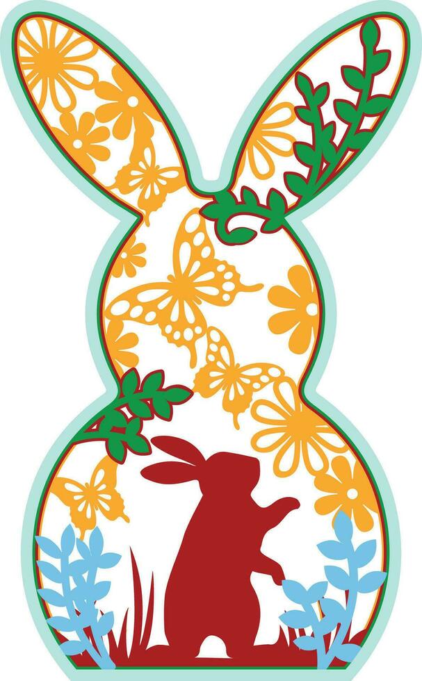 EASTER BUNNY Multilayer Crafted Decor vector