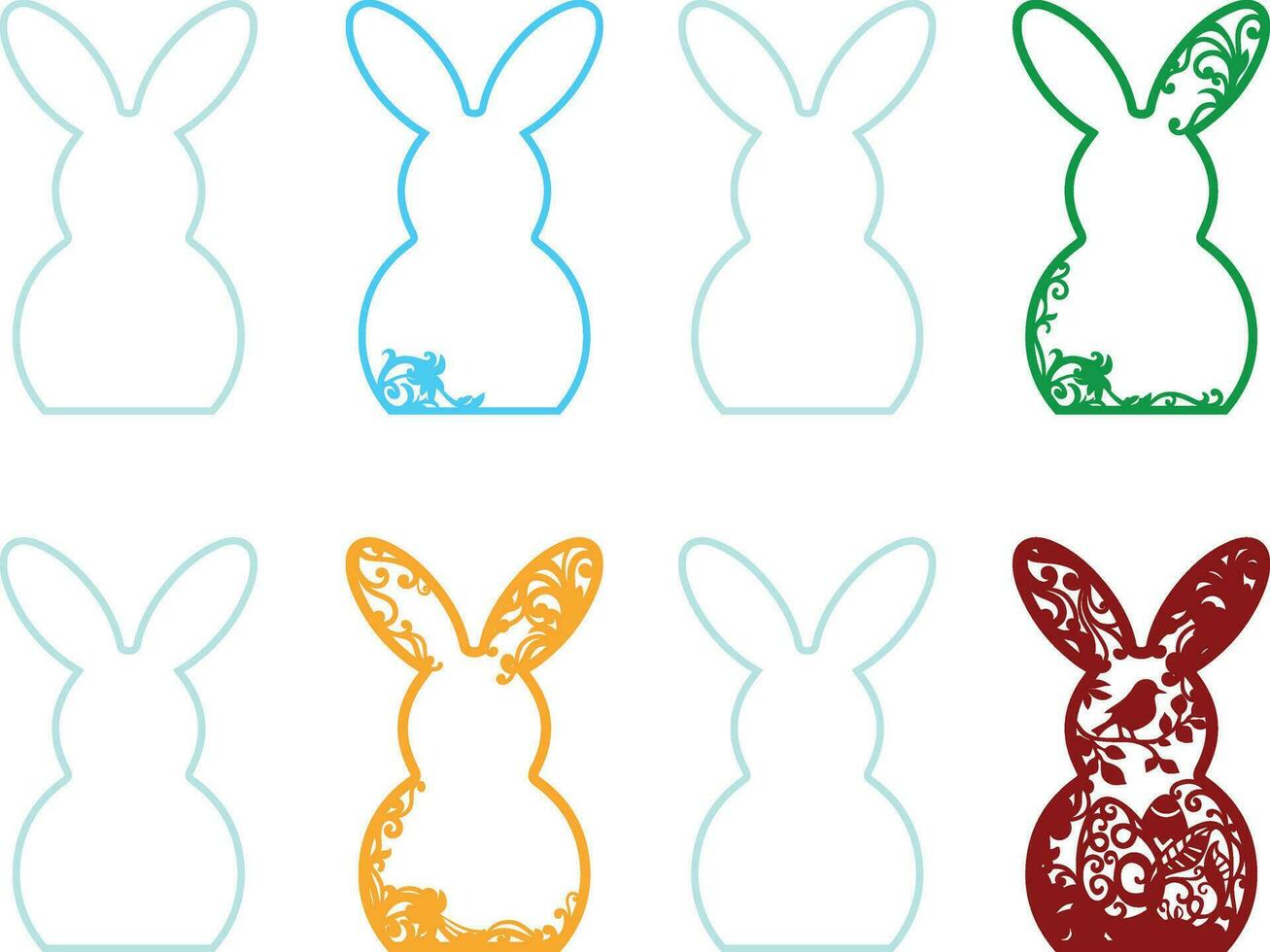 EASTER BUNNY Decor Multilayer Template vector