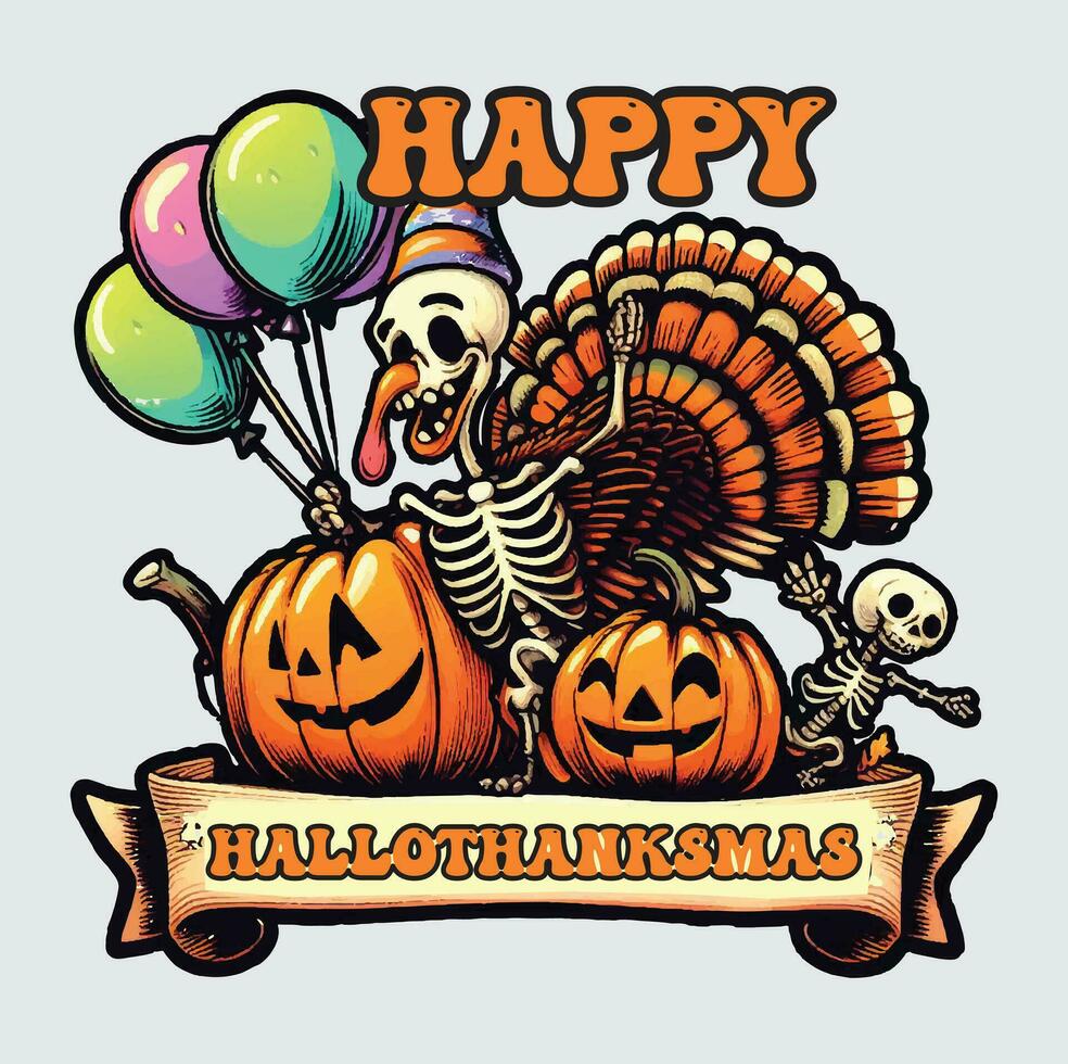 Happy Hallothanksmas t-shirt designBundle vector