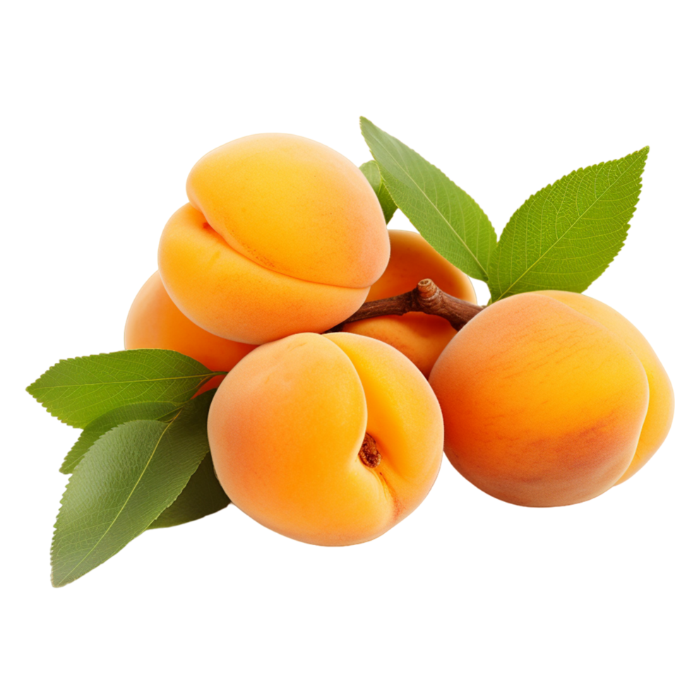 Ripe apricots with leaf Ai Generative png