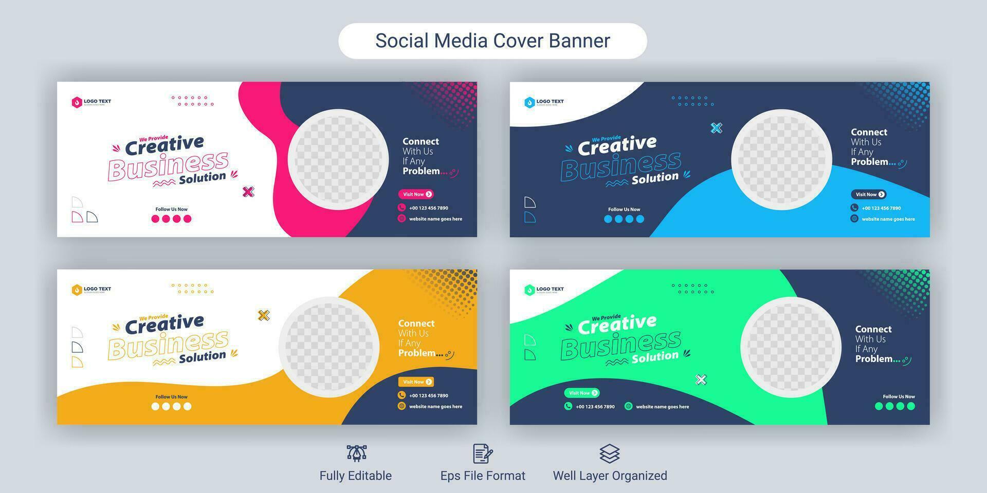 Corporate business marketing social media cover banner bundle set template vector